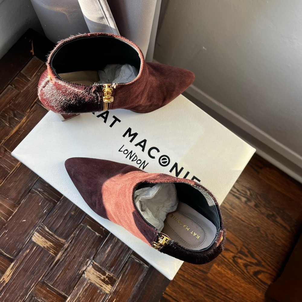 Kat Maconie Stella Boots - Burgundy suede + pony hair and gold - Picture 7 of 7